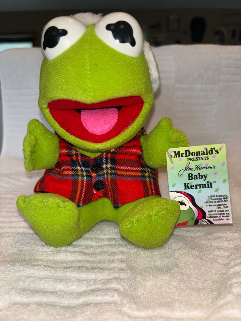 Vintage 1988 McDonald’s Baby Kermit Plush Jim Henson w/ Tag  NOS